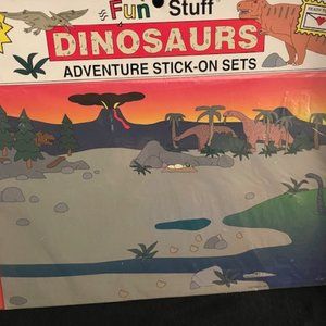 1995 Fun Stuff Dinosaurs Adventure Stick-on Sets.  Reusable Vinyl Cling ons New
